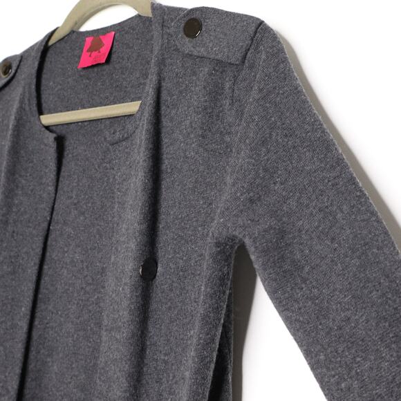 JULIETTE LONGUET Cotton Wool Sweater Coatigan Open Longline Gray Women's M - Picture 5 of 11